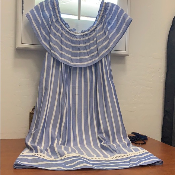 Max Studio - Summer Themed Blue White Dress - Picture 5 of 8